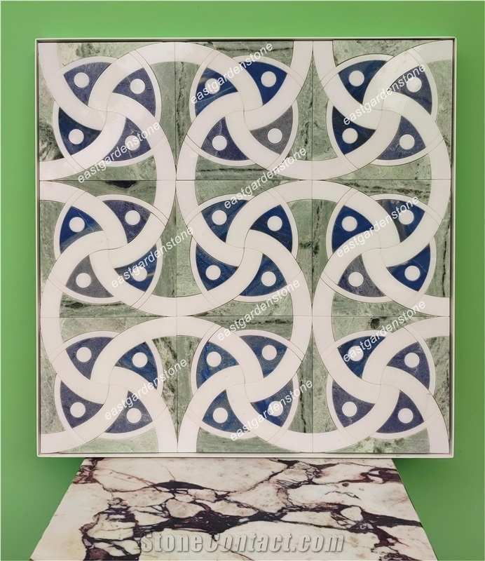 Blue Celeste,Windmills Marble Mosaic Tiles