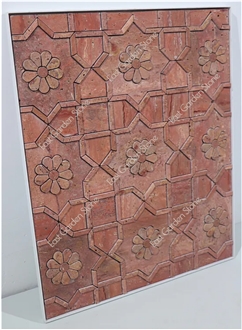 Red Travertino 3D Flower Mosaic Tiles