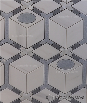 Thassos Marble Mosaic Tiles With Shell