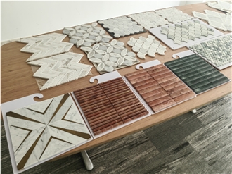 Thassos Marble Mosaic Tiles With Shell