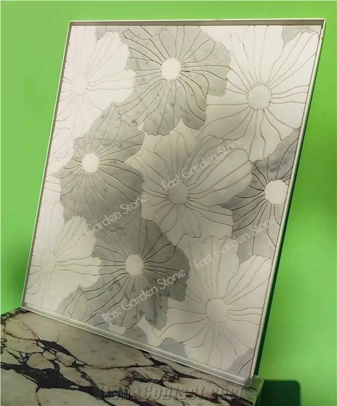 Timeless Calacatta Oliva Lotus Leaves Backsplash Mosaic