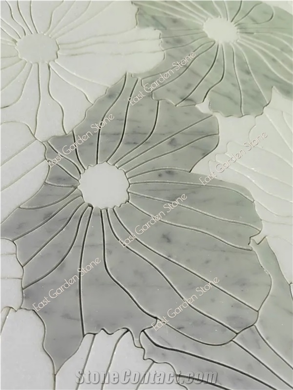 Timeless Calacatta Oliva Lotus Leaves Backsplash Mosaic
