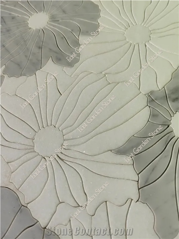 Timeless Calacatta Oliva Lotus Leaves Backsplash Mosaic
