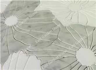 Timeless Calacatta Oliva Lotus Leaves Backsplash Mosaic