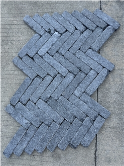 Limestone Mosaic Herringbone Pattern Tumbled