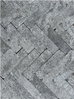 Limestone Mosaic Herringbone Pattern Tumbled