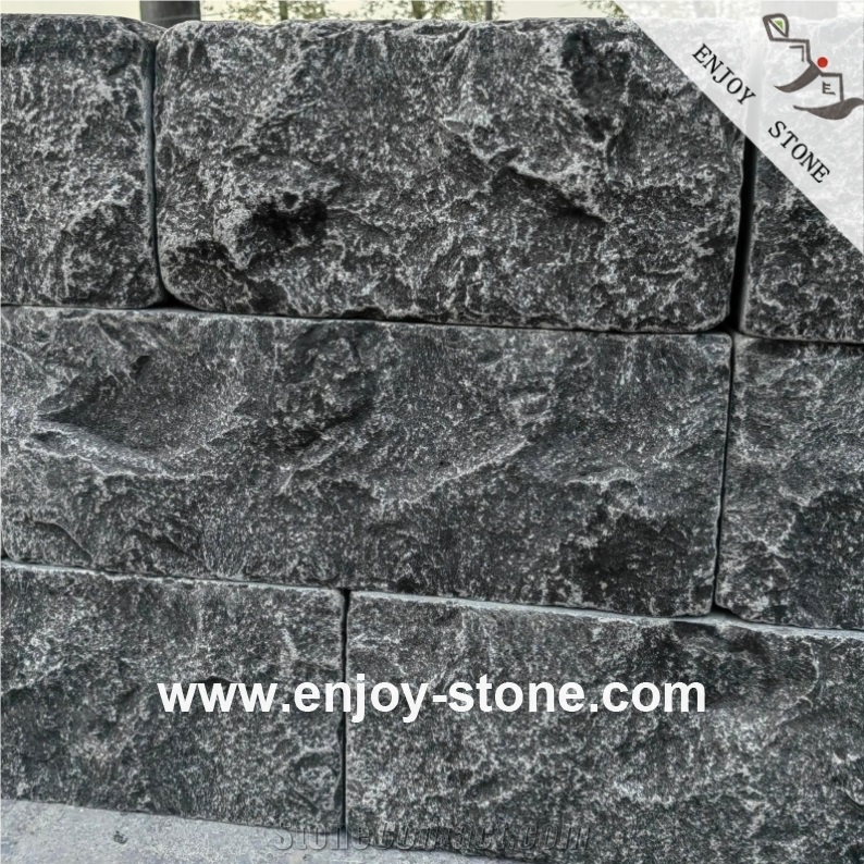 Split And Tumbled Dark Limestone Tiles For Wall Cladding
