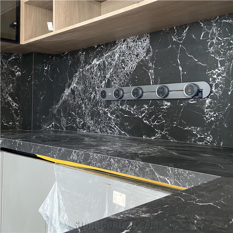 Fendi Black Sintered Stone Kitchen Countertop