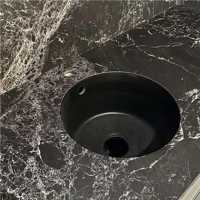 Fendi Black Sintered Stone Kitchen Countertop