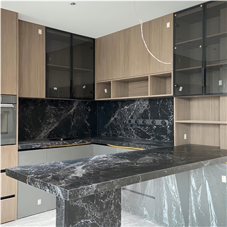 Fendi Black Sintered Stone Kitchen Countertop