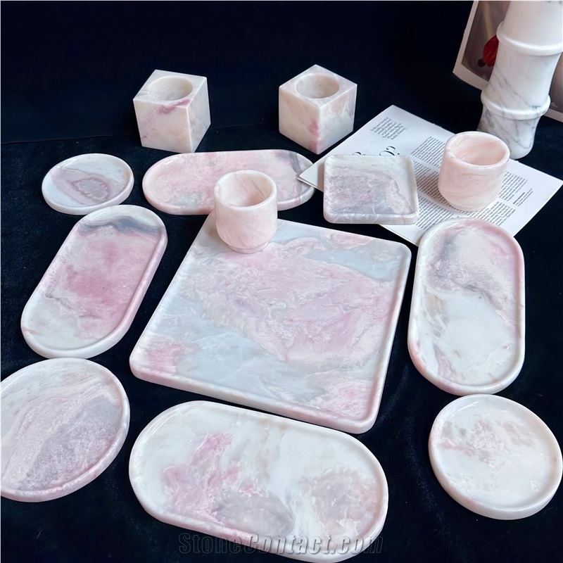 Rose Rainbow Pink Marble Candle Holder