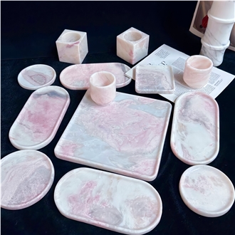 Rose Rainbow Pink Marble Candle Holder