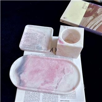 Rose Rainbow Pink Marble Candle Holder