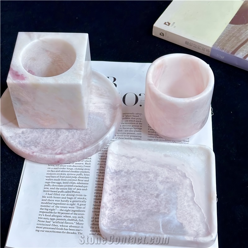 Rose Rainbow Pink Marble Candle Holder