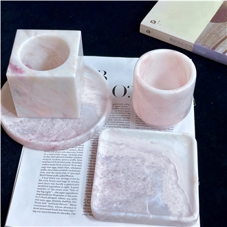 Rose Rainbow Pink Marble Candle Holder