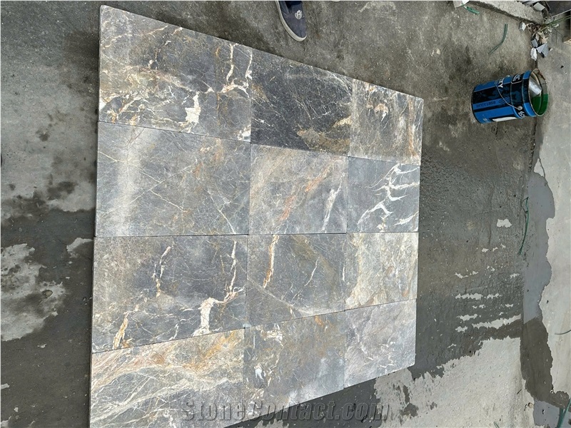 Multicolor Marble Orange Tones Grey Tiles