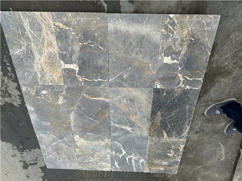Multicolor Marble Orange Tones Grey Tiles