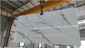 China Vegetarian Wisp Flow Gold Quartzite Apex Quartz Slabs
