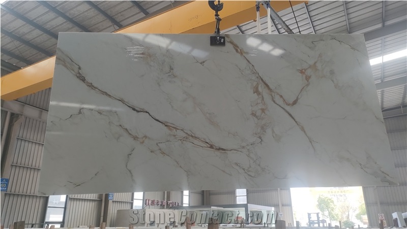 China Vegetarian Wisp Flow Gold Quartzite Apex Quartz Slabs