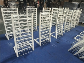 White Iron Wire Arc Floor-Standing Display Rack