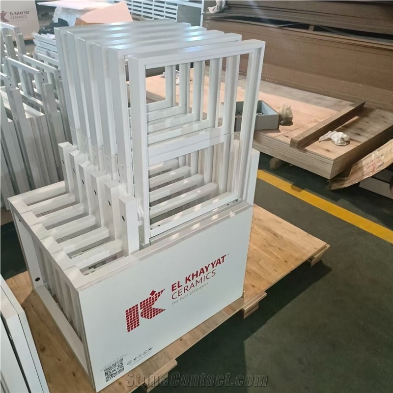 White Push - Pull Display Stand -Panel Can Be Rotating