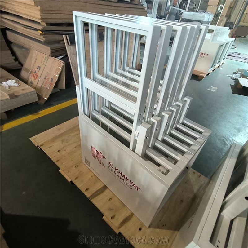 White Push - Pull Display Stand -Panel Can Be Rotating