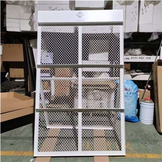 White Wire Mesh Perforated Panel Display Stand