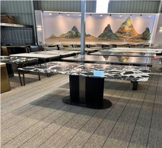 Chinese Bvlgari Black Marble  Dining Tops Table Top