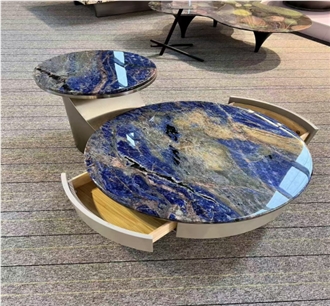 High Quality Blue Sodalite  Marble Coffee Tables