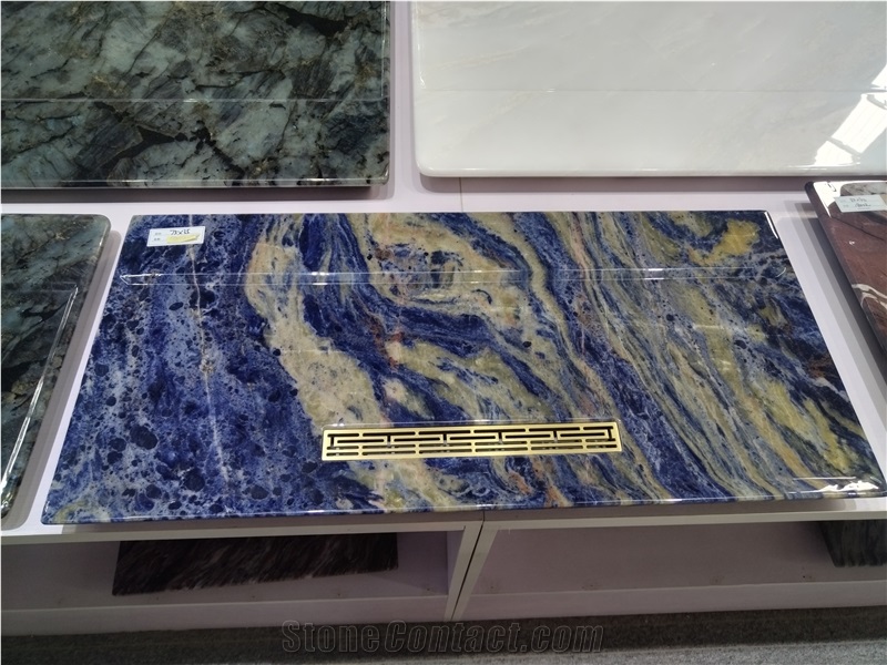 High Quality Blue Sodalite Marble Tea Trays