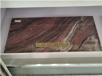 High Quality Red Silk Marble Tea Trays