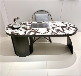High Quality Snow Mountain Blue Marble Tea Stone Tables