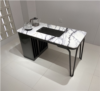 High Quality White Plum Blossom Marble Tea Stone Table