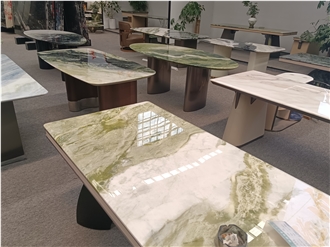 Premium Amazon Green Marble Dinging Table Tops