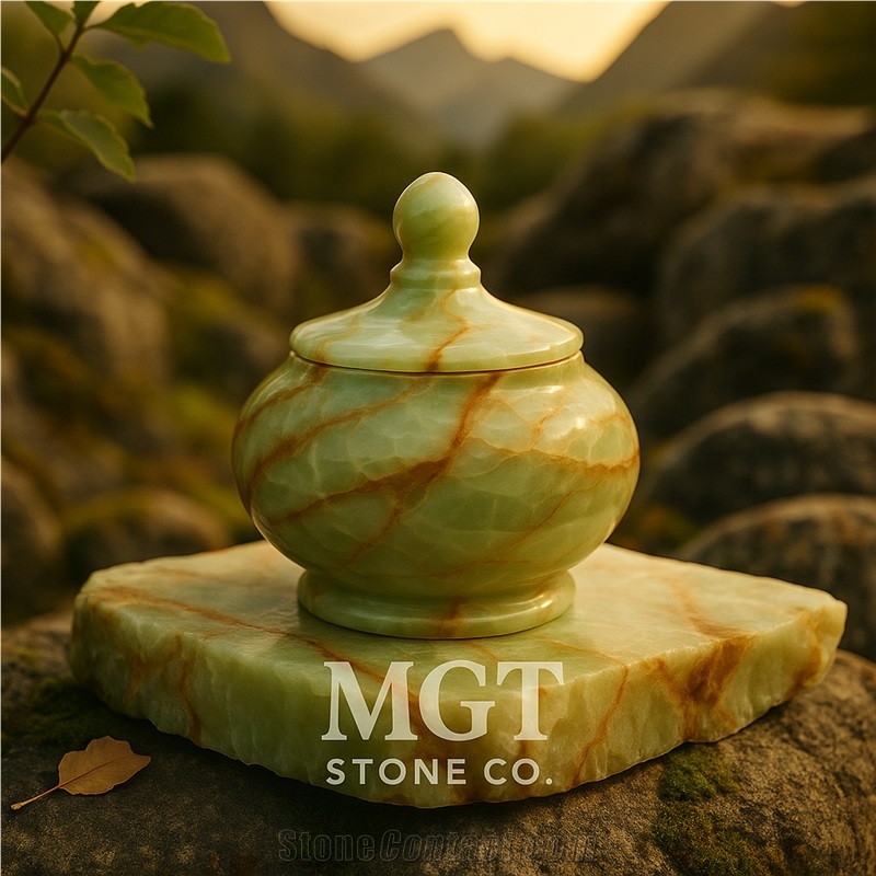Natural Stone Masterpiece Handcrafted Onyx Decorative Jar