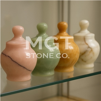 Natural Stone Masterpiece Handcrafted Onyx Decorative Jar