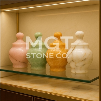 Natural Stone Masterpiece Handcrafted Onyx Decorative Jar