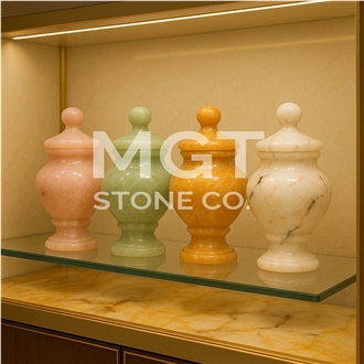 Natural Stone Masterpiece Handcrafted Onyx Decorative Jar
