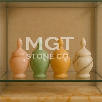 Natural Stone Masterpiece Handcrafted Onyx Decorative Jar