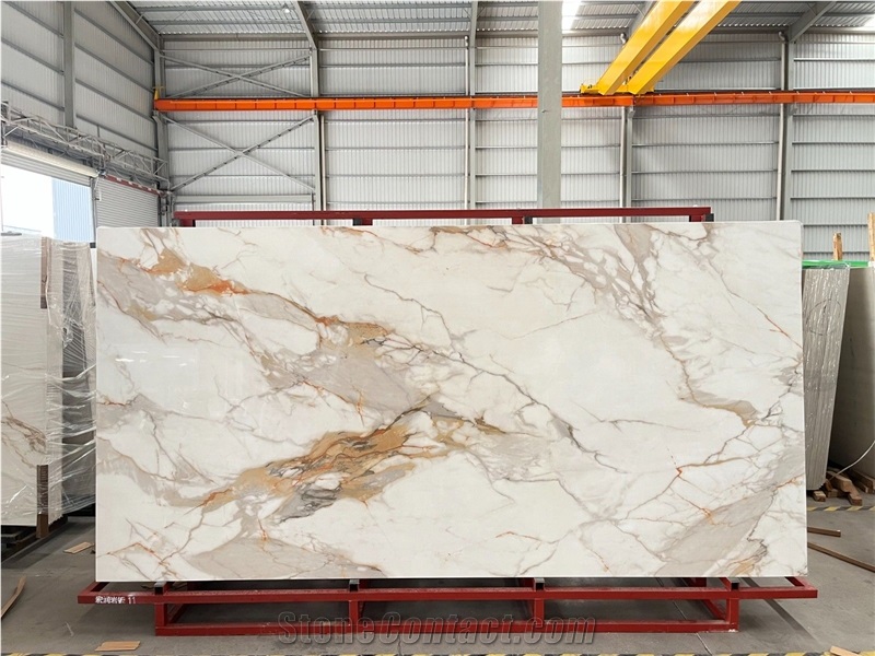 Extra White Calacatta Gold Sintered Stone Slabs Factory