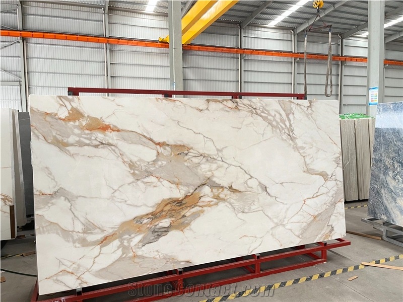 Extra White Calacatta Gold Sintered Stone Slabs Factory