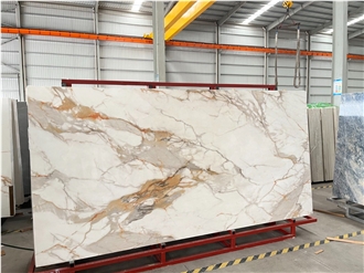 Extra White Calacatta Gold Sintered Stone Slabs Factory