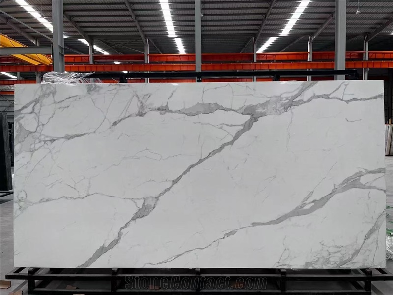 Full Body White Calacatta Sintered Stone Slabs