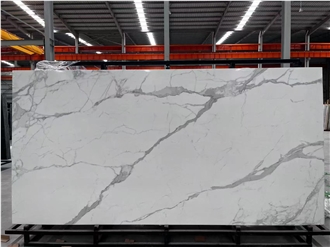 Full Body White Calacatta Sintered Stone Slabs