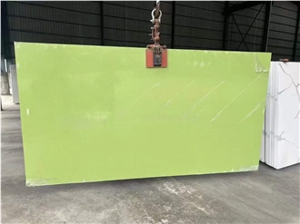 3200 X 1600 Mm Cut-To-Size Factory Apple Green Quartz Slabs