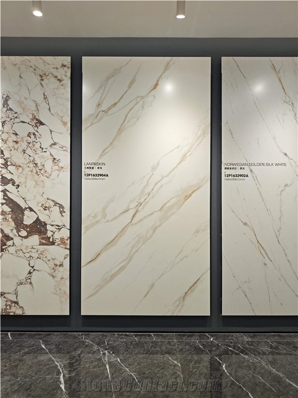1600*3200 Calacatta Gold White Matt Stone Look Porcelain