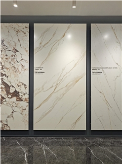1600*3200 Calacatta Gold White Matt Stone Look Porcelain