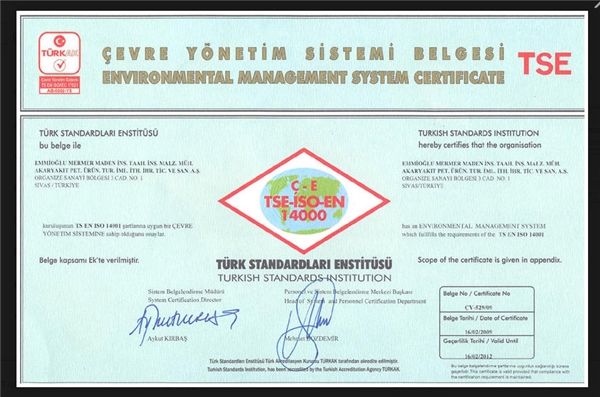 ISO 14000 Enviromental Management System Certifica