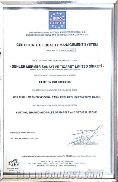 EURO CERTIFICATE OF QUALITY MANAGEMENT SYSTEM
