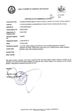 Certificate of Commercial Activity